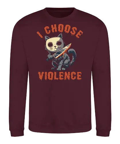 Halloween Cat - I Choose Violence - michael myers, funny cat, horror, halloween, trick or treat, cat humor, bad cat, I choose violence, friday, scary, holiday, don't boo, horror movie, creepy, slasher, spooky, spoopy, movie humor, cute cat, funny, cat joke, memes, internet meme, hilarious, funny meme, cat meme, meme, pumpkin spice - Sweatshirt