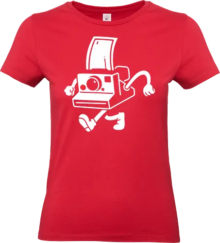The Running Photography - vintage camera, Photography, instant camera, retro, photography, whimsical, illustration, running camera, graphic design, fun art - Standard T-Shirt (Women)