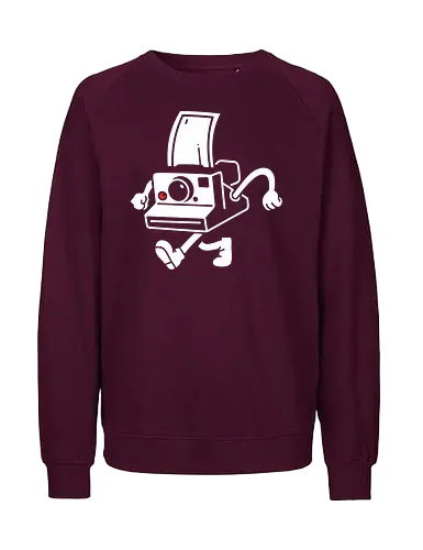 The Running Photography - vintage camera, Photography, instant camera, retro, photography, whimsical, illustration, running camera, graphic design, fun art - Fairtrade Sweatshirt