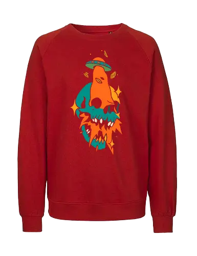 Alien Skull - alien, skull, UFO, flying saucer, macabre, surreal, sci-fi, horror, mysterious, alternative art - Fairtrade Sweatshirt