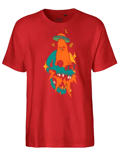 Alien Skull - alien, skull, UFO, flying saucer, macabre, surreal, sci-fi, horror, mysterious, alternative art - Fairtrade T-Shirt