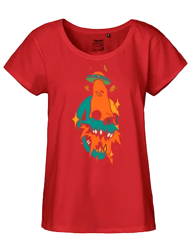 Alien Skull - alien, skull, UFO, flying saucer, macabre, surreal, sci-fi, horror, mysterious, alternative art - Fairtrade Girl Shirt