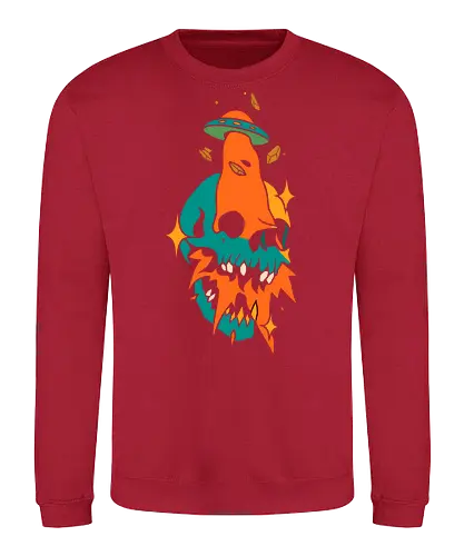 Alien Skull - alien, skull, UFO, flying saucer, macabre, surreal, sci-fi, horror, mysterious, alternative art - Sweatshirt