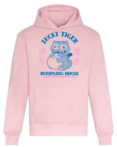 Lucky Tiger Dumpling House - cat, anime, derp, dumpling, food, foodie, funny, korean, kpop, lucky, mashup, parody, retro, tiger, vintage - Heavyweight Hoodie