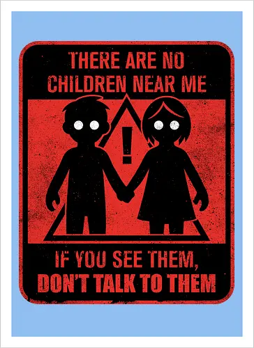 Horror Signs Shadow Children - scary, cool, awesome, horror, horror stories, creepy, horror movies, books, spooky season, Halloween, creepypastas, shadow creature, shadow figure, smile, demon, spirit, shadow person, dead, ghost, children, sign - Artprint