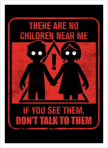 Horror Signs Shadow Children - scary, cool, awesome, horror, horror stories, creepy, horror movies, books, spooky season, Halloween, creepypastas, shadow creature, shadow figure, smile, demon, spirit, shadow person, dead, ghost, children, sign - Artprint