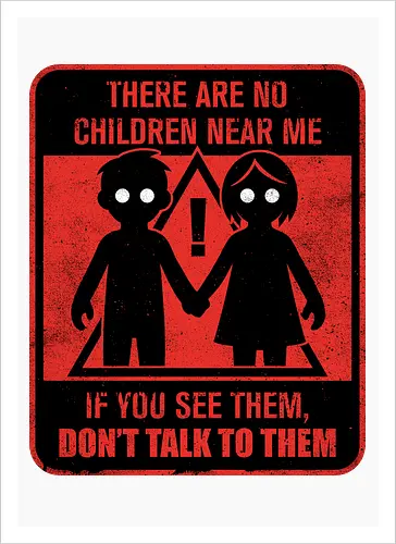 Horror Signs Shadow Children - scary, cool, awesome, horror, horror stories, creepy, horror movies, books, spooky season, Halloween, creepypastas, shadow creature, shadow figure, smile, demon, spirit, shadow person, dead, ghost, children, sign - Artprint