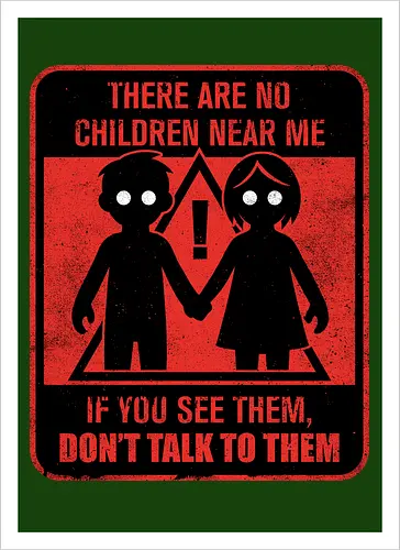 Horror Signs Shadow Children - scary, cool, awesome, horror, horror stories, creepy, horror movies, books, spooky season, Halloween, creepypastas, shadow creature, shadow figure, smile, demon, spirit, shadow person, dead, ghost, children, sign - Artprint