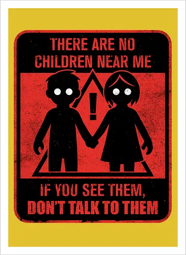 Horror Signs Shadow Children - scary, cool, awesome, horror, horror stories, creepy, horror movies, books, spooky season, Halloween, creepypastas, shadow creature, shadow figure, smile, demon, spirit, shadow person, dead, ghost, children, sign - Artprint