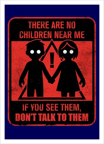 Horror Signs Shadow Children - scary, cool, awesome, horror, horror stories, creepy, horror movies, books, spooky season, Halloween, creepypastas, shadow creature, shadow figure, smile, demon, spirit, shadow person, dead, ghost, children, sign - Artprint