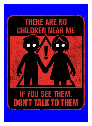 Horror Signs Shadow Children - scary, cool, awesome, horror, horror stories, creepy, horror movies, books, spooky season, Halloween, creepypastas, shadow creature, shadow figure, smile, demon, spirit, shadow person, dead, ghost, children, sign - Artprint
