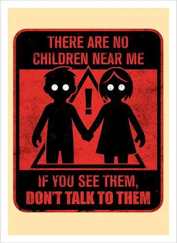 Horror Signs Shadow Children - scary, cool, awesome, horror, horror stories, creepy, horror movies, books, spooky season, Halloween, creepypastas, shadow creature, shadow figure, smile, demon, spirit, shadow person, dead, ghost, children, sign - Artprint