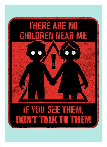Horror Signs Shadow Children - scary, cool, awesome, horror, horror stories, creepy, horror movies, books, spooky season, Halloween, creepypastas, shadow creature, shadow figure, smile, demon, spirit, shadow person, dead, ghost, children, sign - Artprint