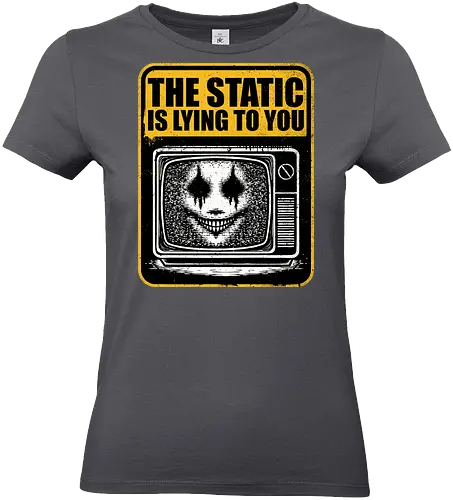 Horror Signs Shadow Static - old, sign, tv, scary, cool, awesome, horror, horror stories, creepy, horror movies, books, spooky season, Halloween, creepypastas, shadow creature, shadow figure, smile, demon, spirit, shadow person, dead, ghost, static, television - Standard T-Shirt (Women)