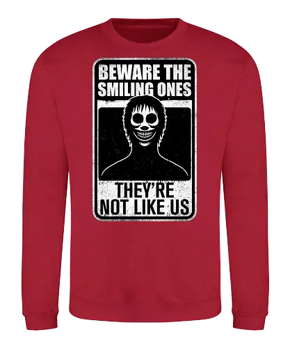 Horror Signs Smiling Creatures - scary, cool, awesome, horror, horror stories, creepy, horror movies, books, spooky season, Halloween, creepypastas, shadow creature, shadow figure, smile, demon, spirit, shadow person, dead, ghost, friend, friends, sign - Sweatshirt