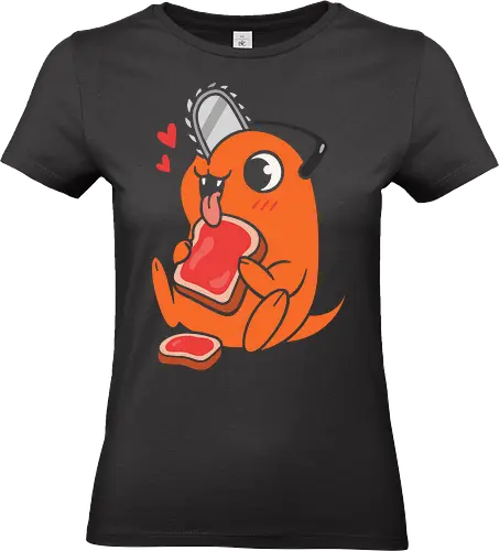  Happy Pochita - Pochita, Chainsaw, anime, manga, cute, kawaii, food, art print, t-shirt design, fan art, Denji, Chainsaw Devil, anime fan gift, retro anime, geek art, Japanese manga - Standard T-Shirt (Women)