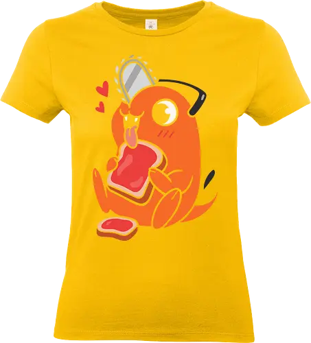  Happy Pochita - Pochita, Chainsaw, anime, manga, cute, kawaii, food, art print, t-shirt design, fan art, Denji, Chainsaw Devil, anime fan gift, retro anime, geek art, Japanese manga - Standard T-Shirt (Women)