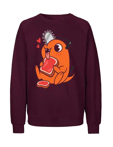 Happy Pochita - Pochita, Chainsaw, anime, manga, cute, kawaii, food, art print, t-shirt design, fan art, Denji, Chainsaw Devil, anime fan gift, retro anime, geek art, Japanese manga - Fairtrade Sweatshirt