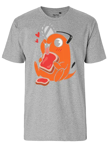 Happy Pochita - Pochita, Chainsaw, anime, manga, cute, kawaii, food, art print, t-shirt design, fan art, Denji, Chainsaw Devil, anime fan gift, retro anime, geek art, Japanese manga - Fairtrade T-Shirt