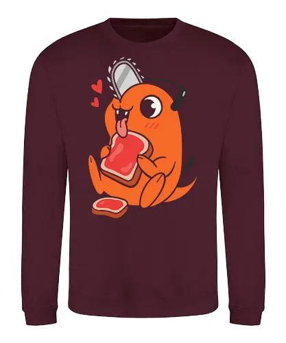  Happy Pochita - Pochita, Chainsaw, anime, manga, cute, kawaii, food, art print, t-shirt design, fan art, Denji, Chainsaw Devil, anime fan gift, retro anime, geek art, Japanese manga - Sweatshirt