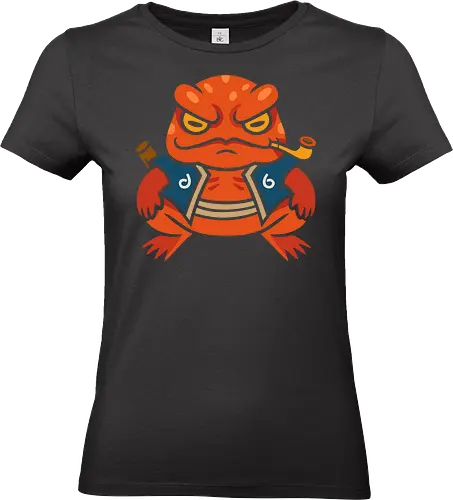  Grumpy Toad Master - Toad, frog, Japanese folklore, grumpy toad, fantasy art, Japanese art, samurai, ninja, ronin, art print, t-shirt design, whimsical, funny, cool art, mystical creature, frog lover, pipe smoker, traditional style - Standard T-Shirt (Women)
