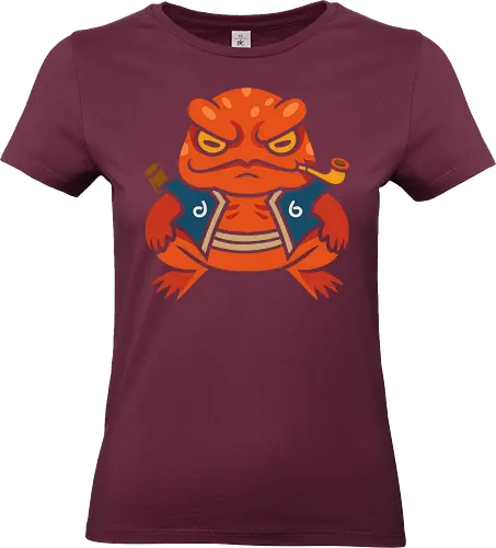  Grumpy Toad Master - Toad, frog, Japanese folklore, grumpy toad, fantasy art, Japanese art, samurai, ninja, ronin, art print, t-shirt design, whimsical, funny, cool art, mystical creature, frog lover, pipe smoker, traditional style - Standard T-Shirt (Women)