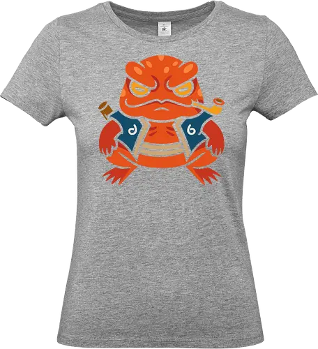 Grumpy Toad Master - Toad, frog, Japanese folklore, grumpy toad, fantasy art, Japanese art, samurai, ninja, ronin, art print, t-shirt design, whimsical, funny, cool art, mystical creature, frog lover, pipe smoker, traditional style - Standard T-Shirt (Women)