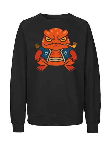  Grumpy Toad Master - Toad, frog, Japanese folklore, grumpy toad, fantasy art, Japanese art, samurai, ninja, ronin, art print, t-shirt design, whimsical, funny, cool art, mystical creature, frog lover, pipe smoker, traditional style - Fairtrade Sweatshirt