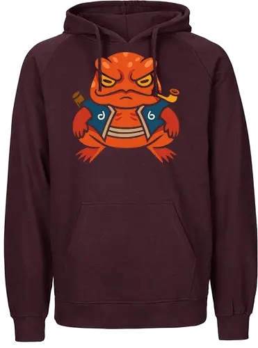  Grumpy Toad Master - Toad, frog, Japanese folklore, grumpy toad, fantasy art, Japanese art, samurai, ninja, ronin, art print, t-shirt design, whimsical, funny, cool art, mystical creature, frog lover, pipe smoker, traditional style - Fairtrade Hoodie