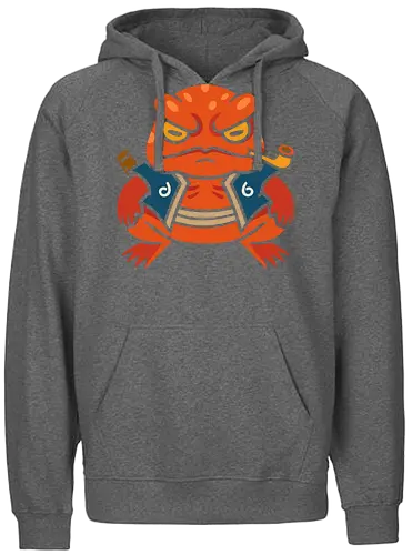  Grumpy Toad Master - Toad, frog, Japanese folklore, grumpy toad, fantasy art, Japanese art, samurai, ninja, ronin, art print, t-shirt design, whimsical, funny, cool art, mystical creature, frog lover, pipe smoker, traditional style - Fairtrade Hoodie