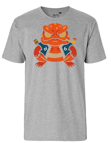  Grumpy Toad Master - Toad, frog, Japanese folklore, grumpy toad, fantasy art, Japanese art, samurai, ninja, ronin, art print, t-shirt design, whimsical, funny, cool art, mystical creature, frog lover, pipe smoker, traditional style - Fairtrade T-Shirt
