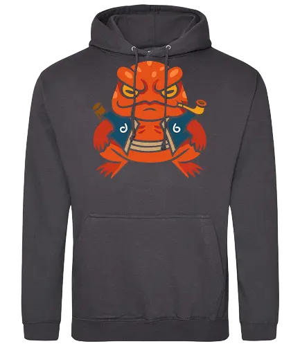  Grumpy Toad Master - Toad, frog, Japanese folklore, grumpy toad, fantasy art, Japanese art, samurai, ninja, ronin, art print, t-shirt design, whimsical, funny, cool art, mystical creature, frog lover, pipe smoker, traditional style - Standard Hoodie