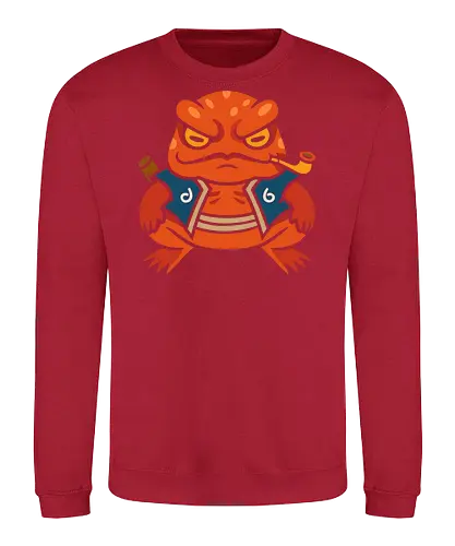  Grumpy Toad Master - Toad, frog, Japanese folklore, grumpy toad, fantasy art, Japanese art, samurai, ninja, ronin, art print, t-shirt design, whimsical, funny, cool art, mystical creature, frog lover, pipe smoker, traditional style - Sweatshirt