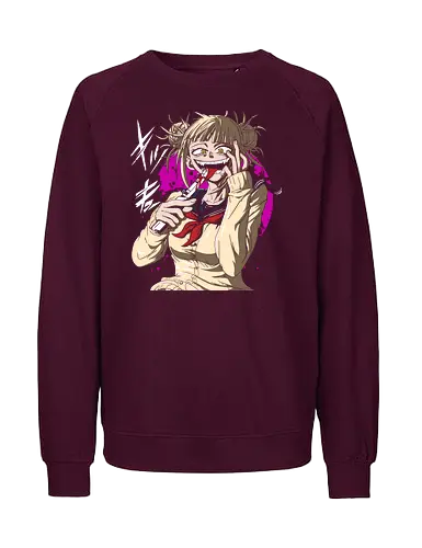 Yandere Delight - Himiko Toga, Academia, MHA, anime, manga, villain, fan art, art print, t-shirt design, League of Villains, BNHA, yandere, creepy cute, Deku, Japanese anime, geek art - Fairtrade Sweatshirt