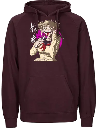 Yandere Delight - Himiko Toga, Academia, MHA, anime, manga, villain, fan art, art print, t-shirt design, League of Villains, BNHA, yandere, creepy cute, Deku, Japanese anime, geek art - Fairtrade Hoodie