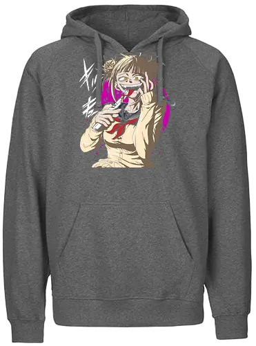 Yandere Delight - Himiko Toga, Academia, MHA, anime, manga, villain, fan art, art print, t-shirt design, League of Villains, BNHA, yandere, creepy cute, Deku, Japanese anime, geek art - Fairtrade Hoodie