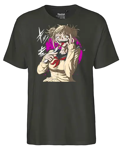 Yandere Delight - Himiko Toga, Academia, MHA, anime, manga, villain, fan art, art print, t-shirt design, League of Villains, BNHA, yandere, creepy cute, Deku, Japanese anime, geek art - Fairtrade T-Shirt