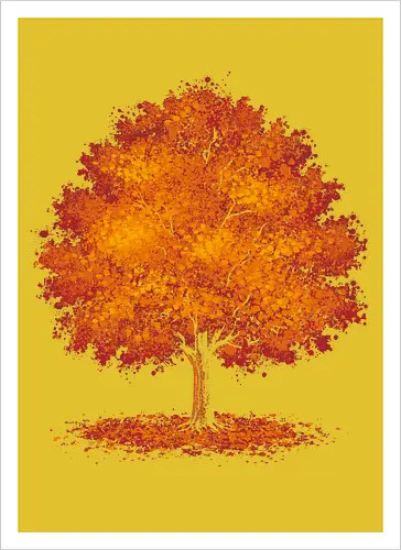 Impressionist autumn - nature, tree, leaves, forest, orange, seasons, autumn, halloween - Artprint