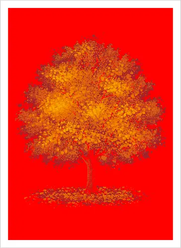Impressionist autumn - nature, tree, leaves, forest, orange, seasons, autumn, halloween - Artprint
