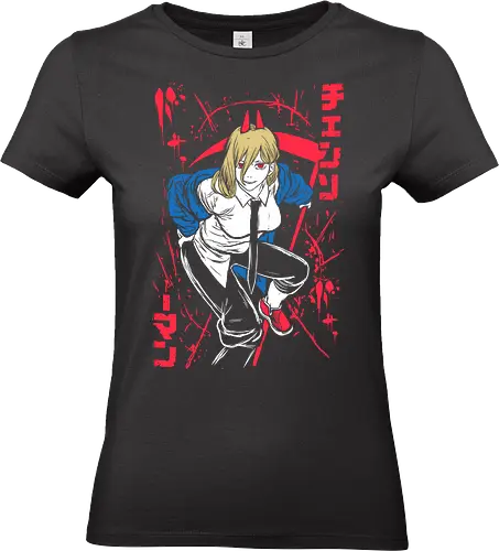 Power man - Chainsaw - Kawaii, Anime, Manga Style, Zylixzen, Aggressive, Gamer, Otaku, Gift, Cool, Horror, Manga, Tokyo, Angry, Japanese Art, Aesthetic - Standard T-Shirt (Women)