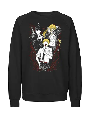 Chainsaw - (Denji-Power-Aki Hayakawa) Man - Kawaii, Anime, Manga, Tokyo, Angry, Japanese Art, Aesthetic, Manga Style, Zylixzen, Aggressive, Gamer, Otaku, Gift, Cool, Horror - Fairtrade Sweatshirt