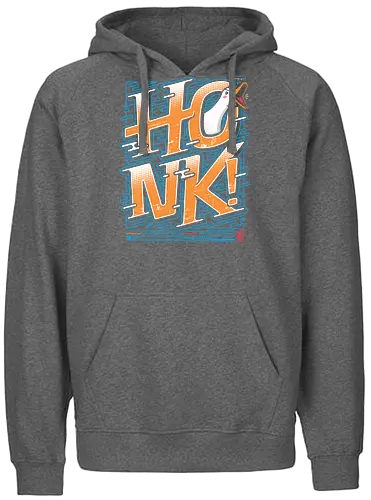 HONK! - goose honk, funny goose, aggressive goose, goose meme, honk design, japanese tech style, vibrant colors, meme t-shirt, funny animal shirt, goose lover, goose warning, honk goose, quirky streetwear, bold typography design, japanese inspired humor, cyber goose, techwear aesthetic, comedy shirt, internet meme shirt, funny gift - Fairtrade Hoodie