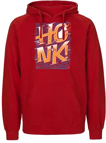 HONK! - goose honk, funny goose, aggressive goose, goose meme, honk design, japanese tech style, vibrant colors, meme t-shirt, funny animal shirt, goose lover, goose warning, honk goose, quirky streetwear, bold typography design, japanese inspired humor, cyber goose, techwear aesthetic, comedy shirt, internet meme shirt, funny gift - Fairtrade Hoodie