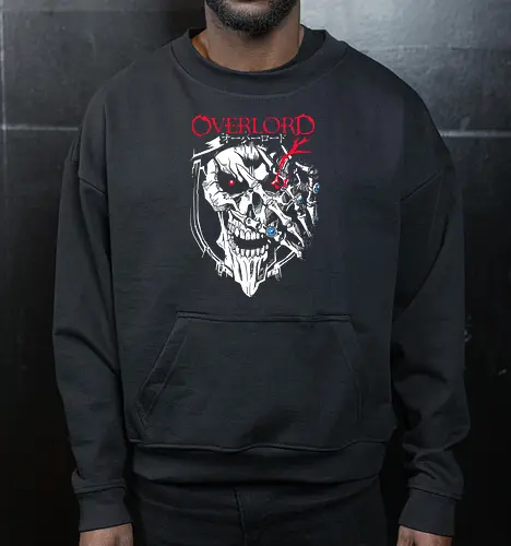 Ainz Ooal Gown - Overlord - Angry, Japanese Art, Aesthetic, Manga Style, Zylixzen, Aggressive, Gamer, Otaku, Gift, Cool, Kawaii, Anime, Manga, Tokyo - Cropped Sweatshirt