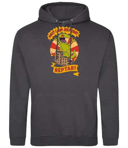 King Reptar - Reptar, Rugrats, Nickelodeon, 90s cartoon, 90s nostalgia, classic cartoon, Reptar bar, Angelica Pickles, vintage art, retro, fan art, t-shirt design, art print, pop culture, geek art, throwback - Standard Hoodie