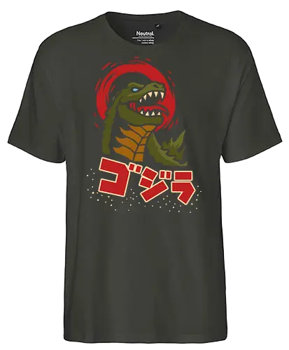 Kaiju King - Kaiju, Kaiju, kaiju, monster, Japanese movie, classic movie, fan art, t-shirt design, art print, pop culture, geek art, Japan, retro, monster movie, King of the Monsters - Fairtrade T-Shirt