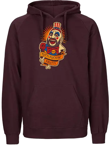  Tutti Fuckin' Frutti - Captain Spaulding, Tutti Fuckin' Frutti, House of 1000 Corpses, Rob Zombie, horror movie, cult classic, horror fan, clown, art print, t-shirt design, fan art, edgy, controversial, Firefly family, spooky, pop culture, Sid Haig - Fairtrade Hoodie
