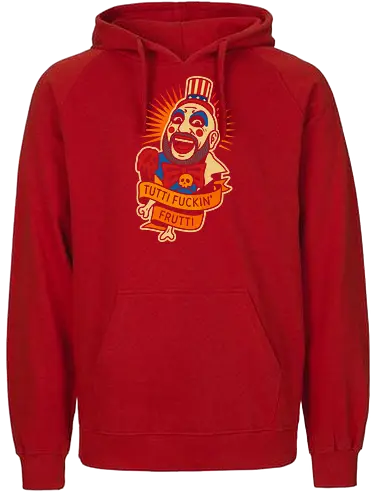  Tutti Fuckin' Frutti - Captain Spaulding, Tutti Fuckin' Frutti, House of 1000 Corpses, Rob Zombie, horror movie, cult classic, horror fan, clown, art print, t-shirt design, fan art, edgy, controversial, Firefly family, spooky, pop culture, Sid Haig - Fairtrade Hoodie