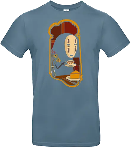 Afternoon Tea with  - Spirited Away, famous anime, anime, manga, art print, t-shirt design, Hayao Miyazaki, fan art, Japanese animation, tea, cute, minimalist, serene, geek art, movie fan gift - Standard T-Shirt