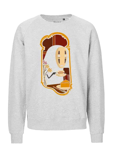 Afternoon Tea with  - Spirited Away, famous anime, anime, manga, art print, t-shirt design, Hayao Miyazaki, fan art, Japanese animation, tea, cute, minimalist, serene, geek art, movie fan gift - Fairtrade Sweatshirt